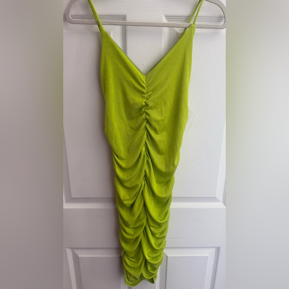 Vibrant Green Ruched Dress